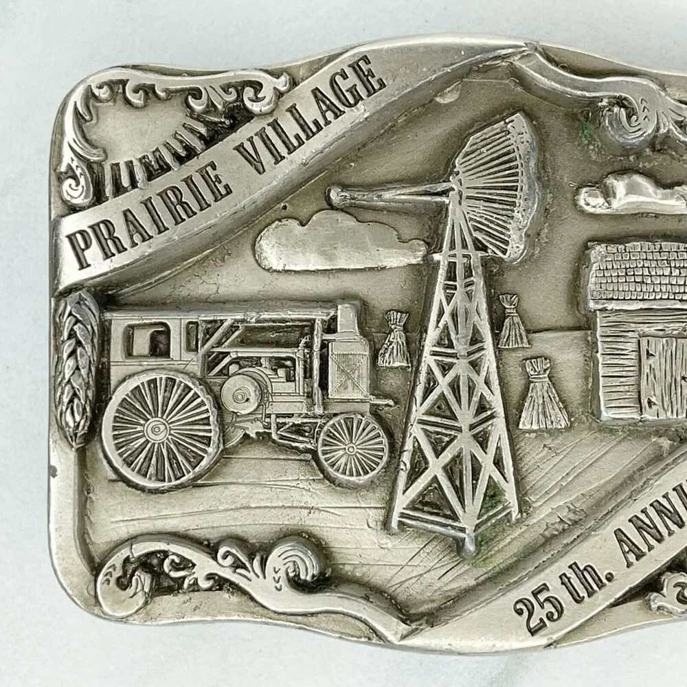Vintage Double D Prairie Village 25th Anniversary Belt Buckle 1987 ✨